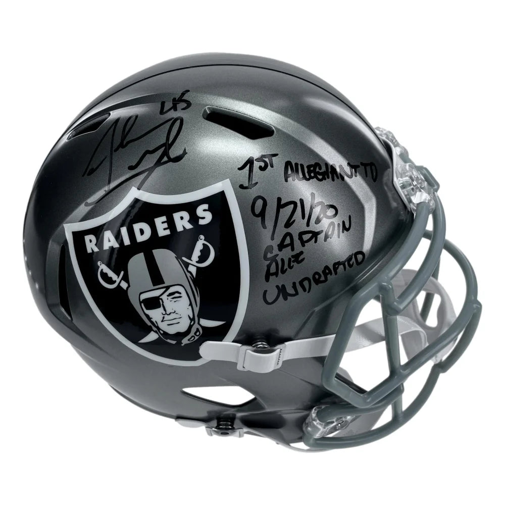 Alec Ingold Signed Las Vegas Raiders FS Flash Helmet Inscribed COA Autographed