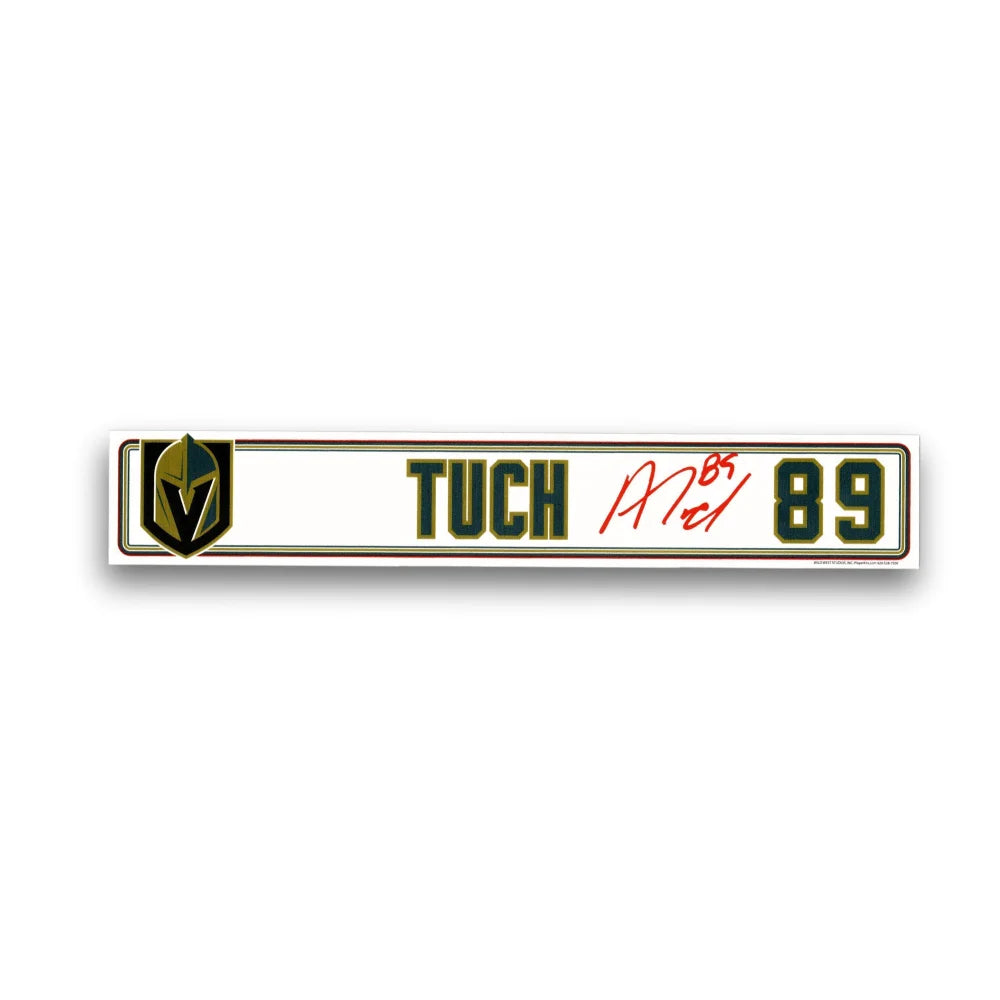 Alex Tuch Signed Authentic VGK Locker Room Game Used Nameplate Vegas Golden Knights JSA COA