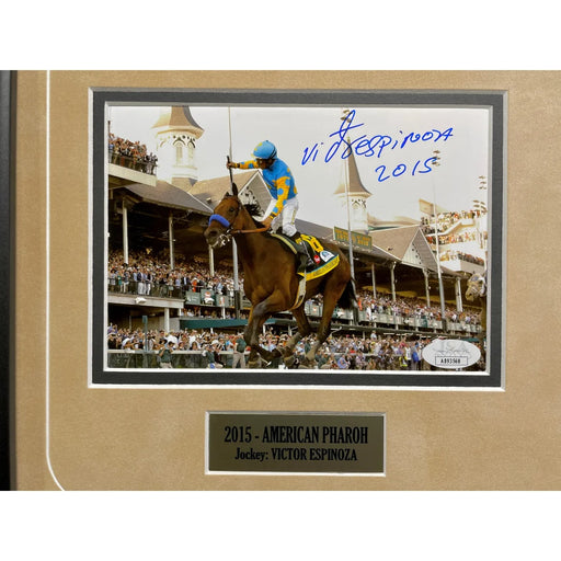 All Triple Crown Winners Signed Horse Photo Collage Framed JSA Turcotte Espinoza