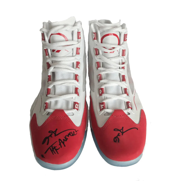 Allen Iverson Signed Q96 Reebok Shoes Inscribed Answer Sample Pair JSA COA Sixers Inscriptagraphs Memorabilia Inscriptagraphs Memorabilia