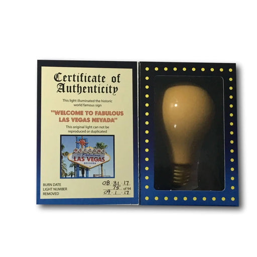 Authentic Used Iconic ’Welcome To Las Vegas Sign’ Light Bulb #D/94 Strip History