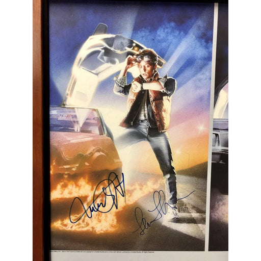 Back To The Future Cast Signed Poster Litho Framed JSA COA Fox Lloyd Thompson Wilson Autograph