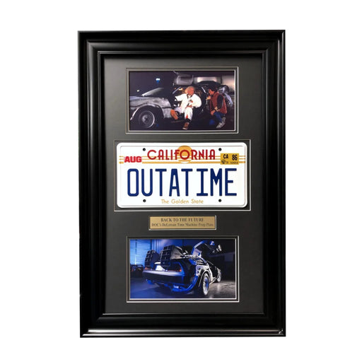 ’Back to the Future’ DeLorean Movie Car License Plate Framed Collage Michael J. Fox Christopher Lloyd