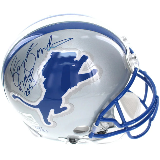 Barry Sanders Autographed Detroit Lions Full Size Inscribed Helmet COA JSA Signed Schwartz