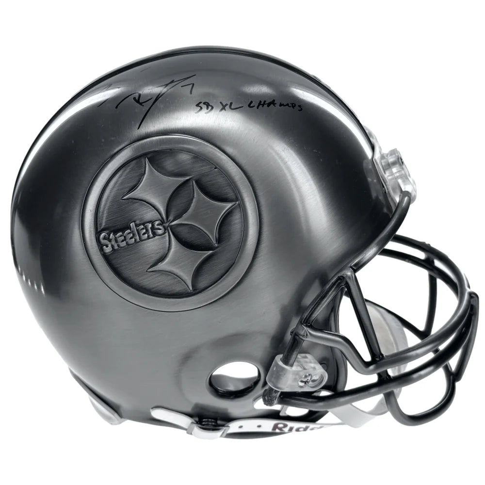 Ben Roethlisberger Autographed Pittsburgh Steelers Pewter FS Helmet #D/107 JSA