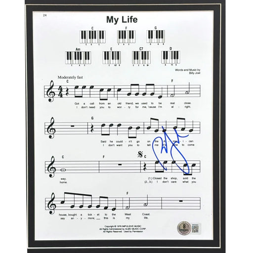 Billy Joel Autographed My Life Music Sheet Framed Beckett BAS Signed Piano Man 8x10