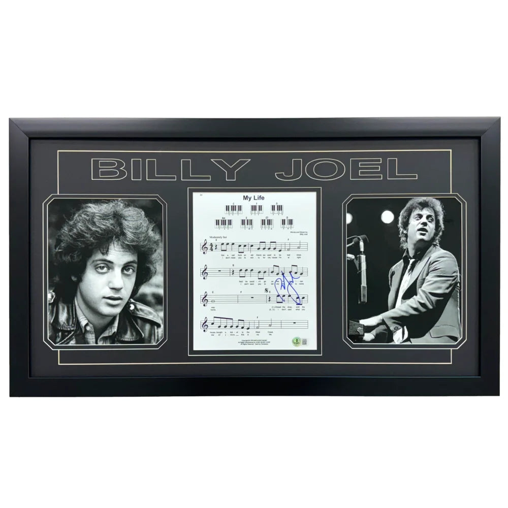 Billy Joel Autographed My Life Music Sheet Framed Beckett BAS Signed Piano Man 8x10