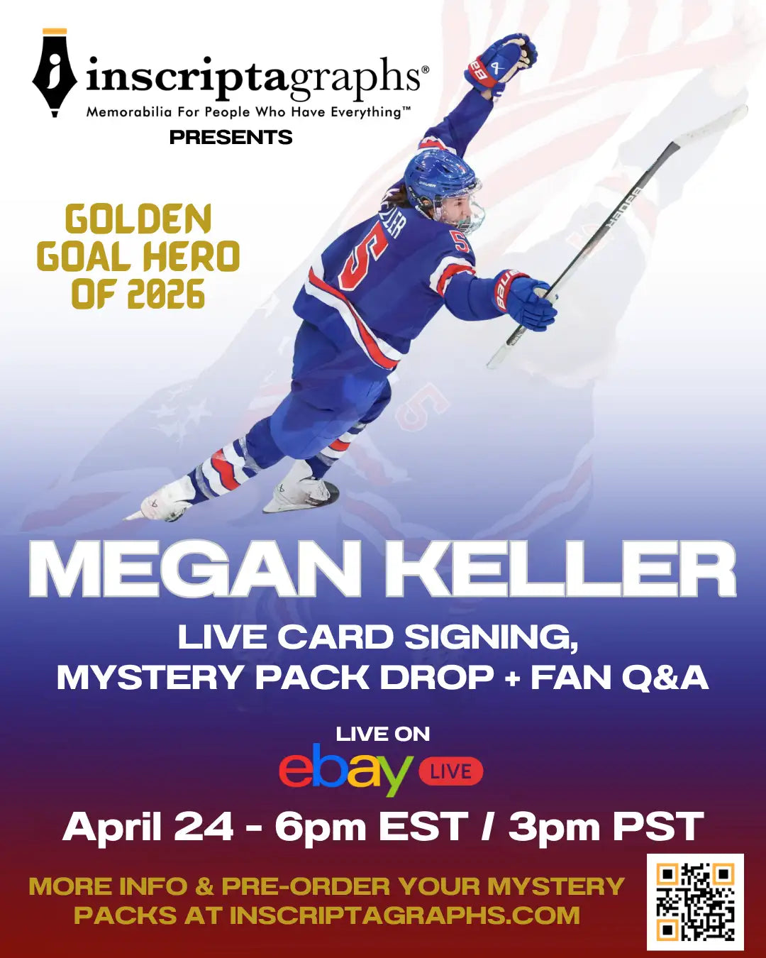 Blue and red hockey jersey with white trim, worn by megan keller.