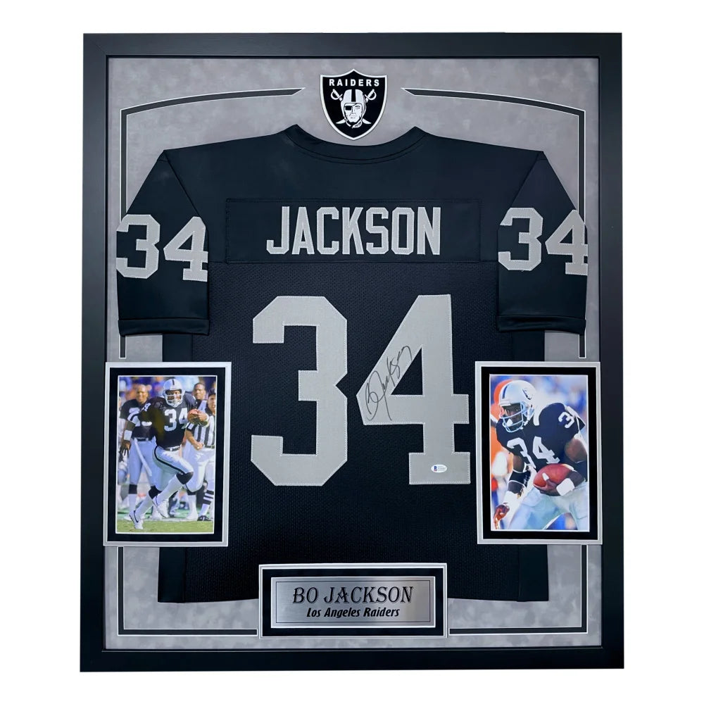 Bo Jackson Autographed Los Angeles Raiders Jersey Framed BAS Signed Las Vegas Oakland