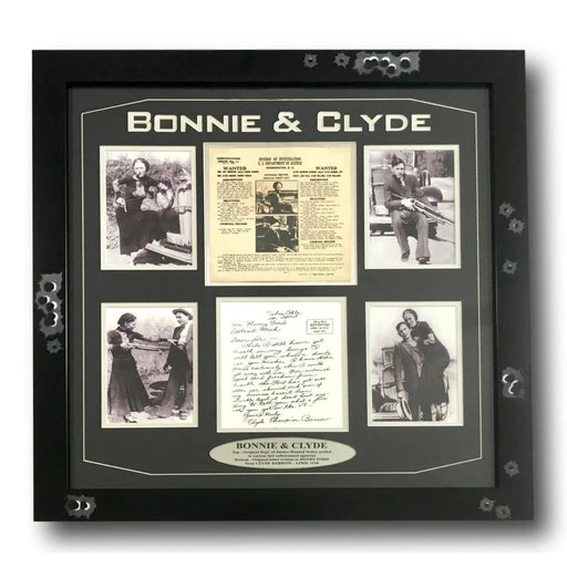 Bonnie & Clyde Authentic Original Wanted Poster Framed Collage Parker Barrow Doj