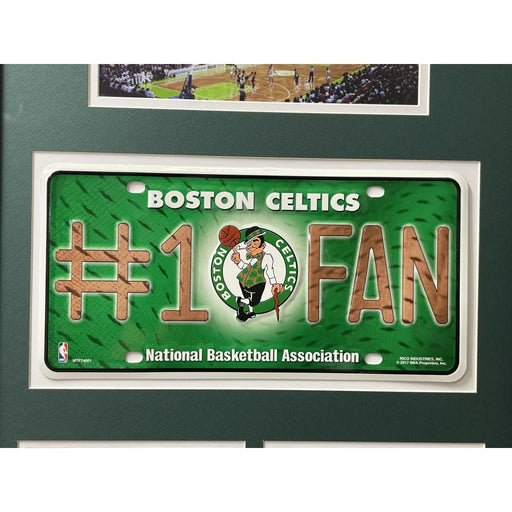 Boston Celtics Fan License Plate Framed Collage Memorabilia Russell Bird Auerbach