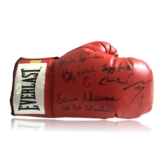 Boxing Legends Multi Signed Glove JSA COA Spinks Byrd Manfredy Brewster Smith + 5