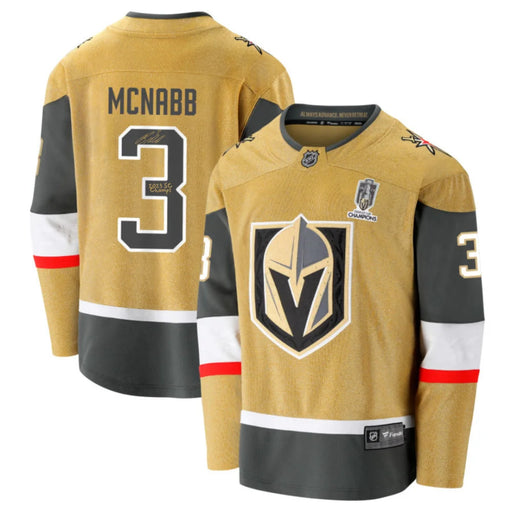 Brayden McNabb Signed Vegas Golden Knights Gold Jersey Inscribed Champs IGM COA