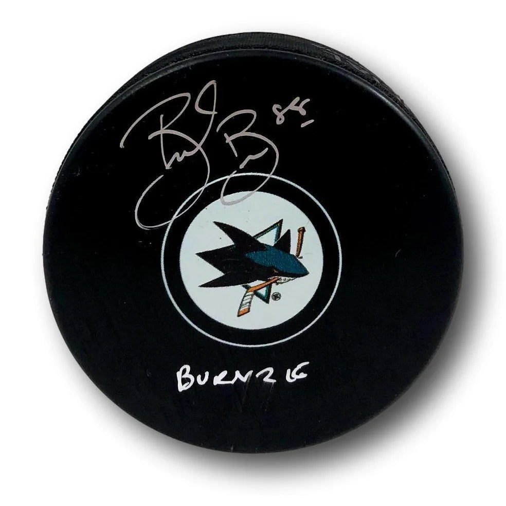 Brent Burns Autographed Puck Inscribed ’Bernie’ Sharks Fanatics COA Signed