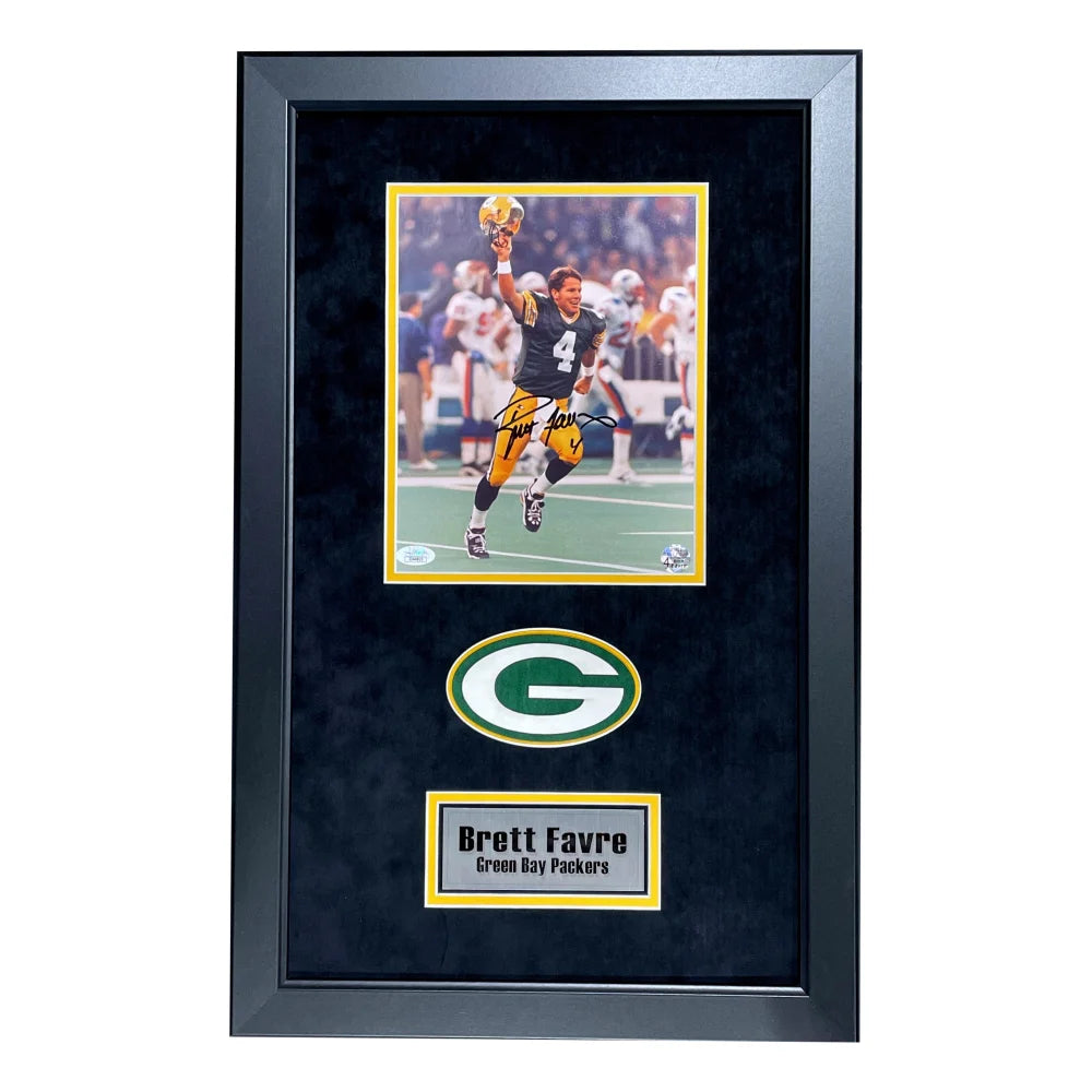 Brett Favre Autographed Green Bay Packers 8x10 Photo Collage Framed JSA COA Signed