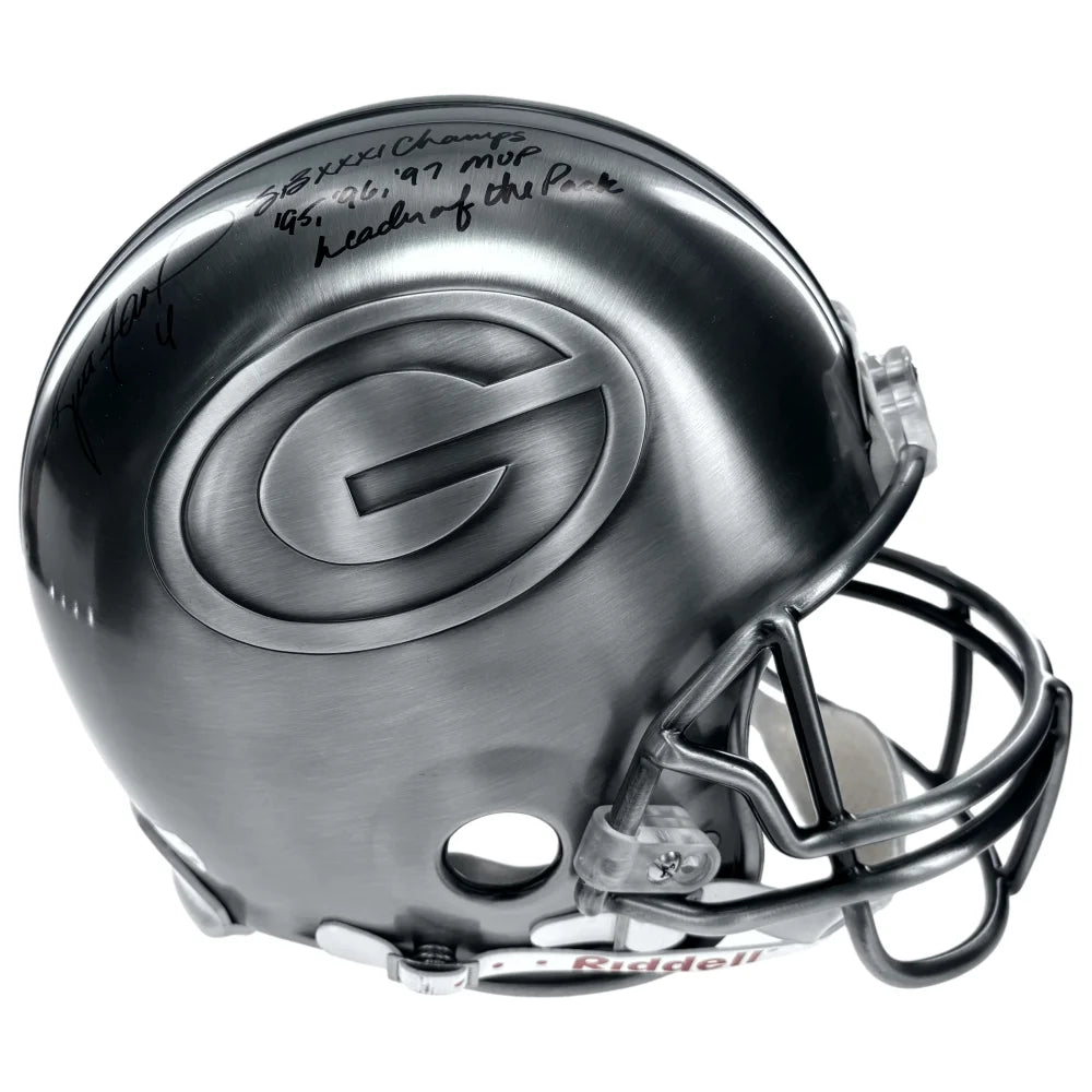 Brett Favre Autographed Green Bay Packers Pewter Helmet #D/25 Mounted