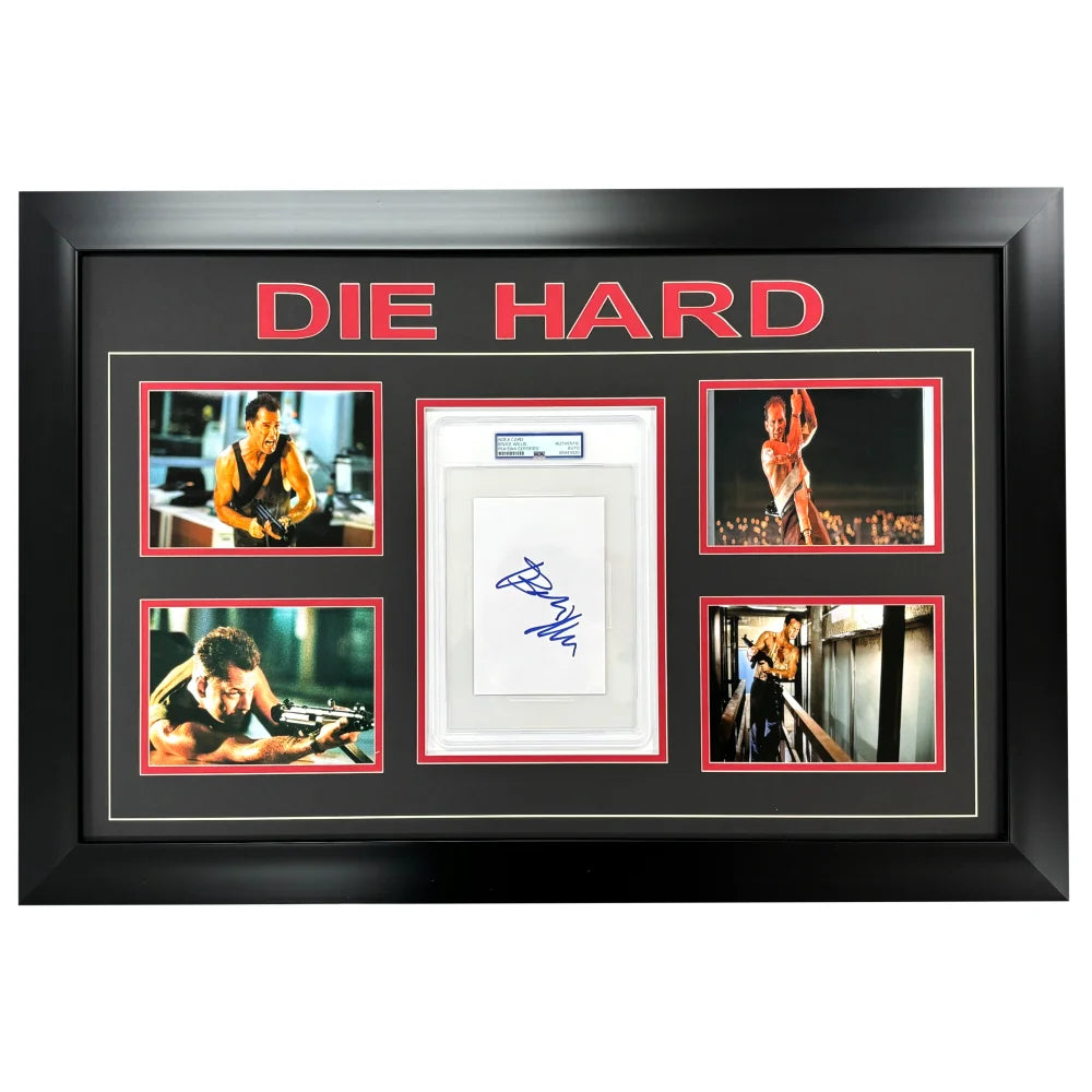 Bruce Willis Autographed Die Hard Encapsulated Signed Cut Framed PSA/DNA Photo