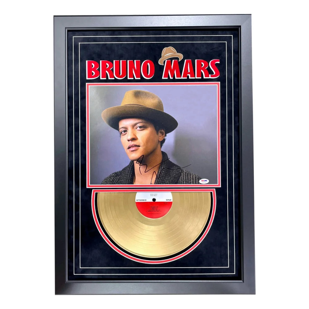 Bruno Mars Autographed 11x14 Photo Gold Record Framed Collage PSA/DNA COA Signed 24K Magic