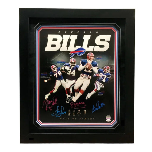 Buffalo Bills Hall Of Famers (4) Signed 16X20 Framed #D/25 COA JSA Autograph