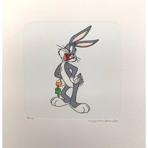 Bugs Bunny Etching Artwork Sowa & Reiser #D/500 Looney Tunes Hand Painted Happy