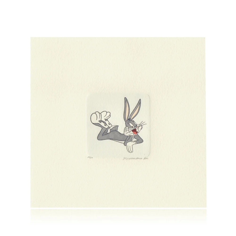 Bugs Bunny Etching Artwork Sowa & Reiser #D/500 Looney Tunes Hand Painted Laying Down