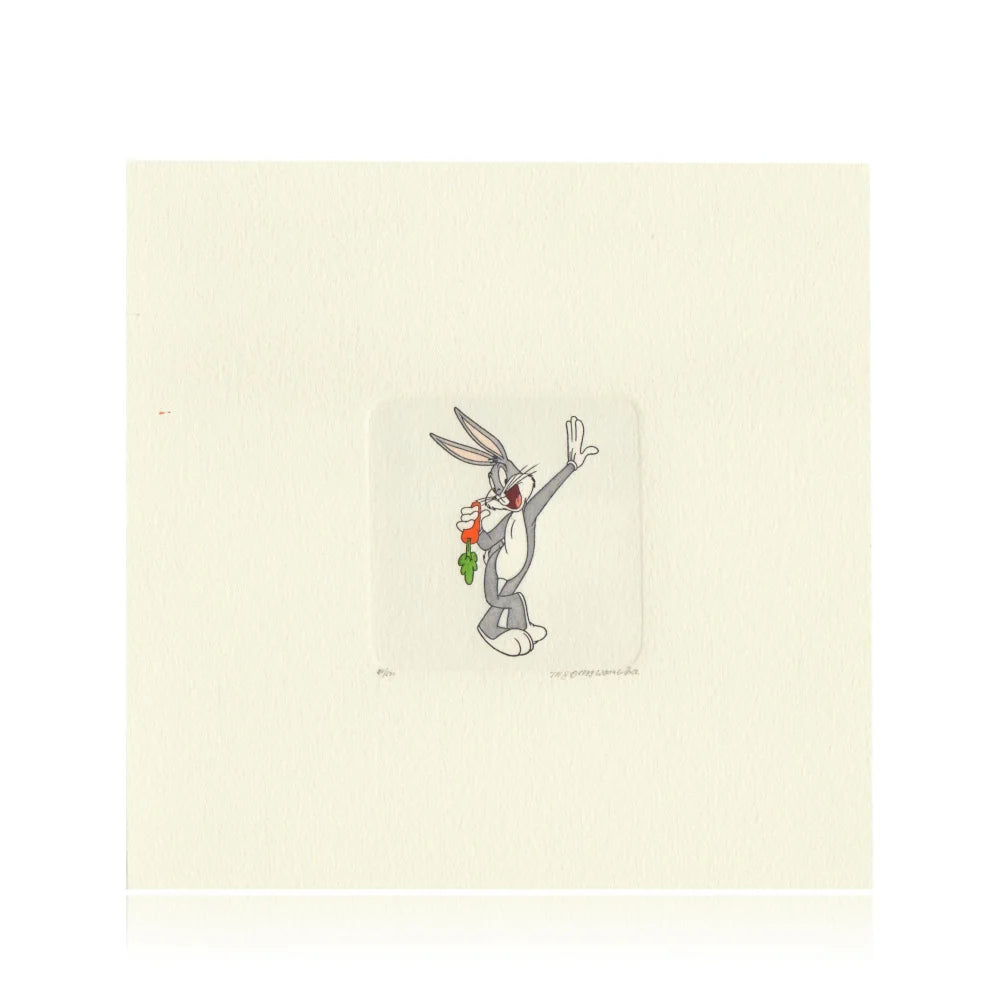 Bugs Bunny Etching Artwork Sowa & Reiser #D/500 Looney Tunes Hand Painted Leaning