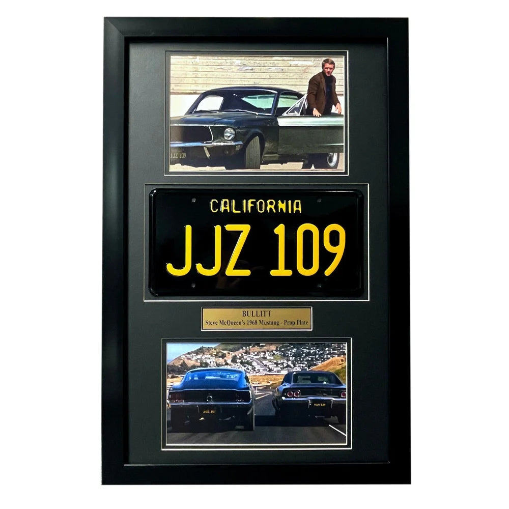 ’Bullitt’ Steve McQueen’s Mustang Movie Car License Plate Framed Memorabilia