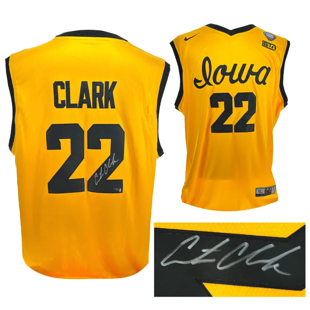 Caitlin Clark Autographed Iowa Hawkeyes 2024 Final Four Yellow Jersey Panini COA Signed