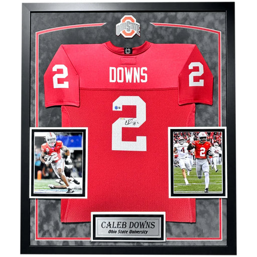 Caleb Downs Autographed Ohio State Red Jersey Framed BAS COA Signed Beckett