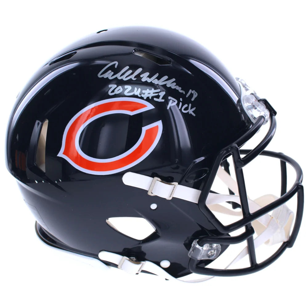 Caleb Williams Signed Chicago Bears FS Helmet Inscribed #1 Fanatics Autographed