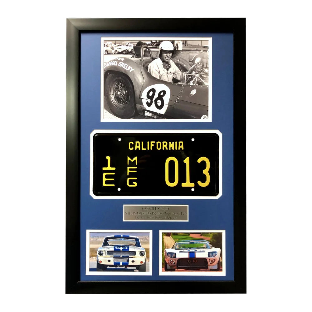 Carroll Shelby Framed Movie Prop Test Plate Ford vs Ferrari GT350 GT40 Collage Photo