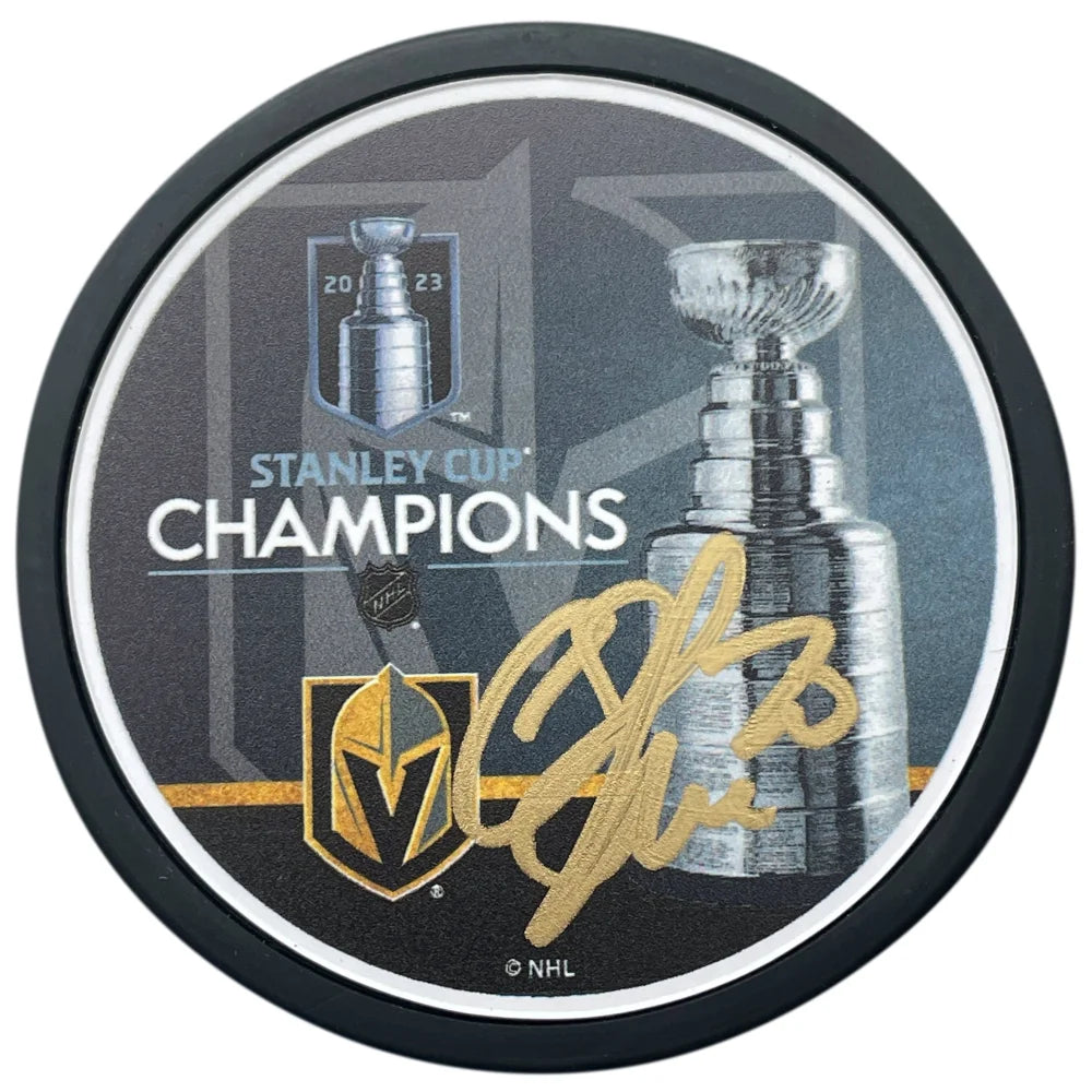 Chandler Stephenson Autographed Stanley Cup Vegas Golden Knights Hockey Puck COA IGM