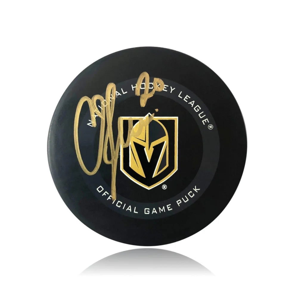 Chandler Stephenson Signed Authentic On-Ice Vegas Golden Knights Puck COA Inscriptagraphs