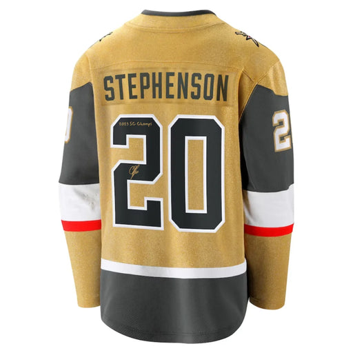 Chandler Stephenson Signed Vegas Golden Knights Gold Jersey Inscribed Champs IGM COA Autographed