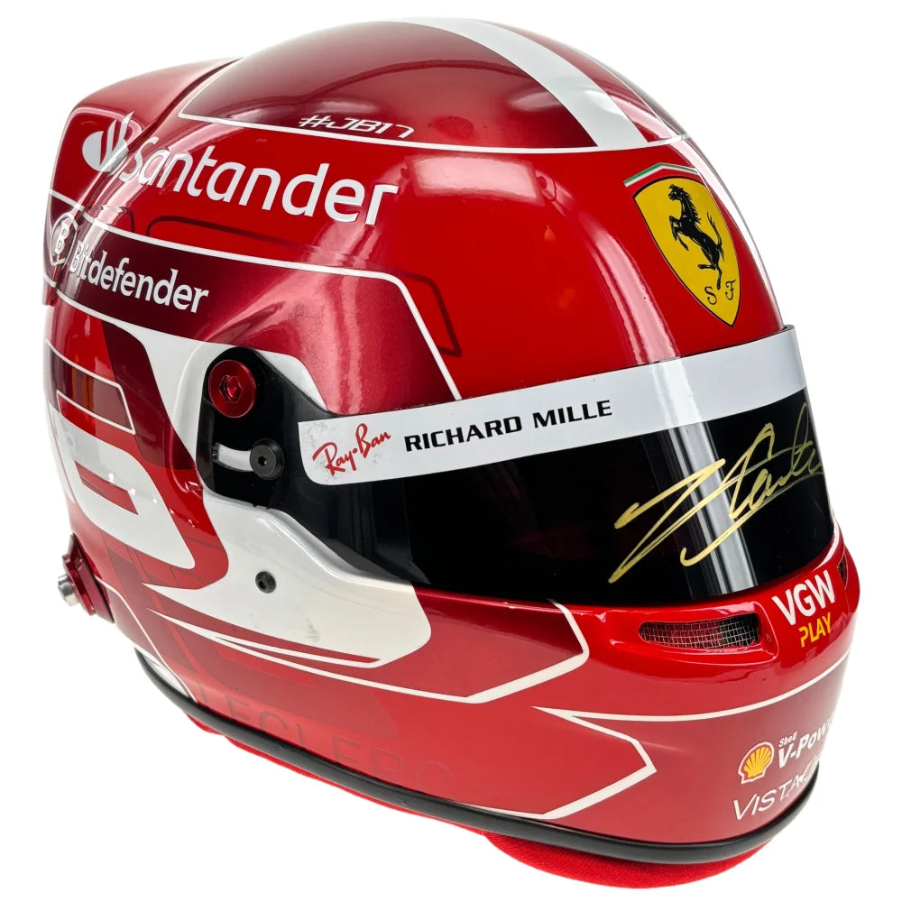 charles leclerc football helmet SCUDERIA FERRARI 2019 GERMAN GP ORIGINAL crafted for the 2025 Formula 1 season with Ferrari. FIA Formula 1 2026 World
