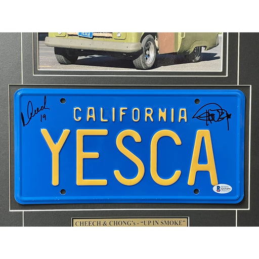 Cheech & Chong Signed ’YESCA’ Movie Car License Plate Framed Collage BAS Auto