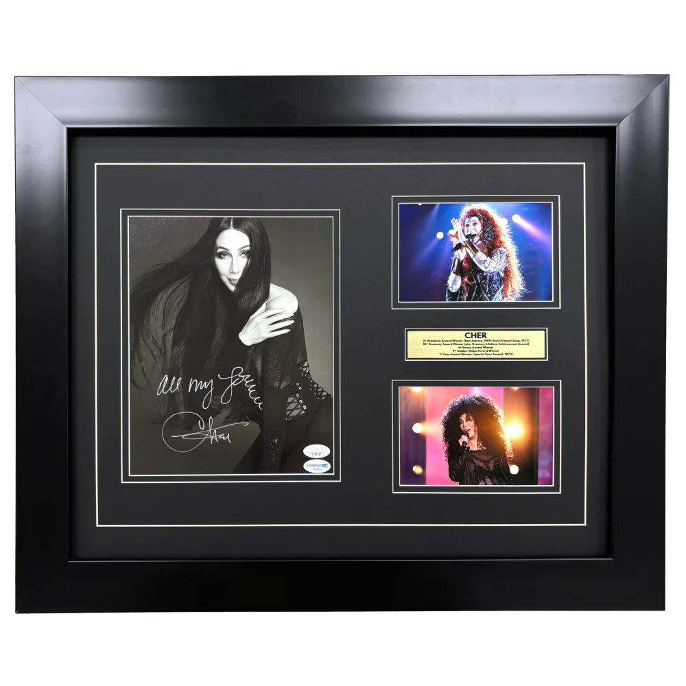 Cher Autographed 8x10 Photo JSA Framed Music Singer Signed