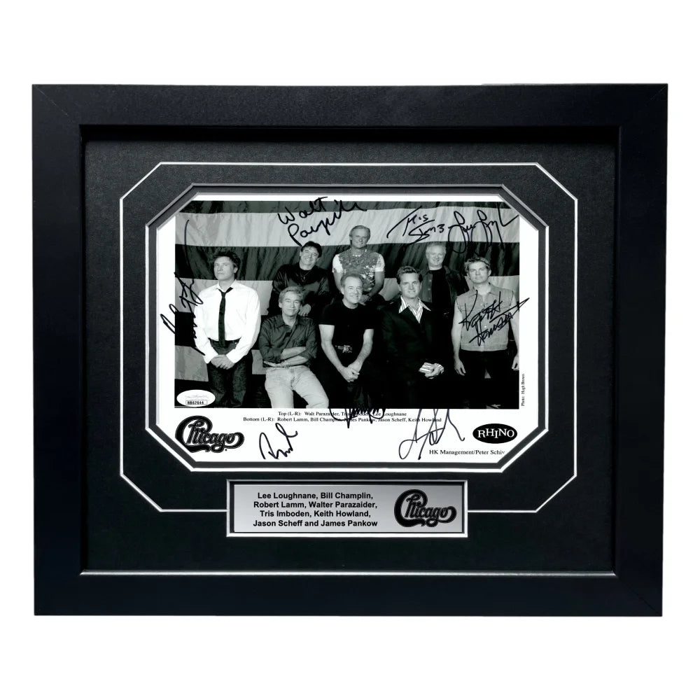 Chicago Band Autographed 8x10 Photo JSA Framed Lamm Parazaider Pankow + 5 Signed