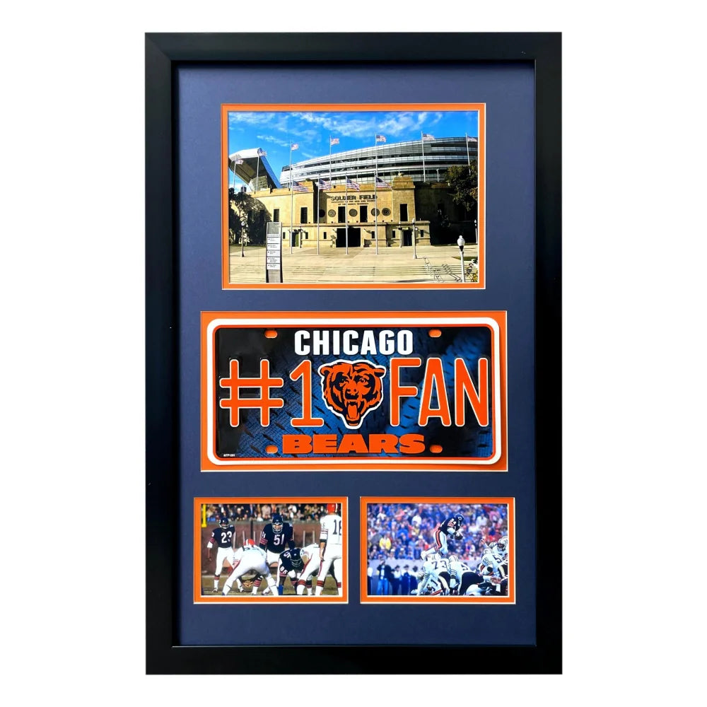 Chicago Bears Fan License Plate Framed Collage Memorabilia Walter Paton Butkus