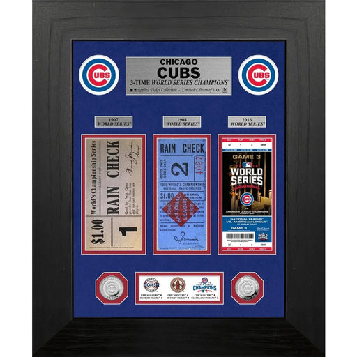 Chicago Cubs World Series Ticket / Silver Coin Framed Collage