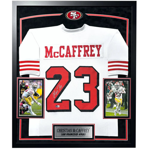 Christian McCaffrey Autographed San Francisco 49ers Jersey Framed BAS Signed Niners