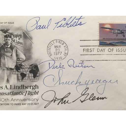 Chuck Yeager Paul Tibbets John Glenn Dick Rutan Autograph Envelope JSA COA