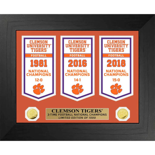 Clemson Tigers NCAA Football National Championship Banner / Gold Coin Framed Collage