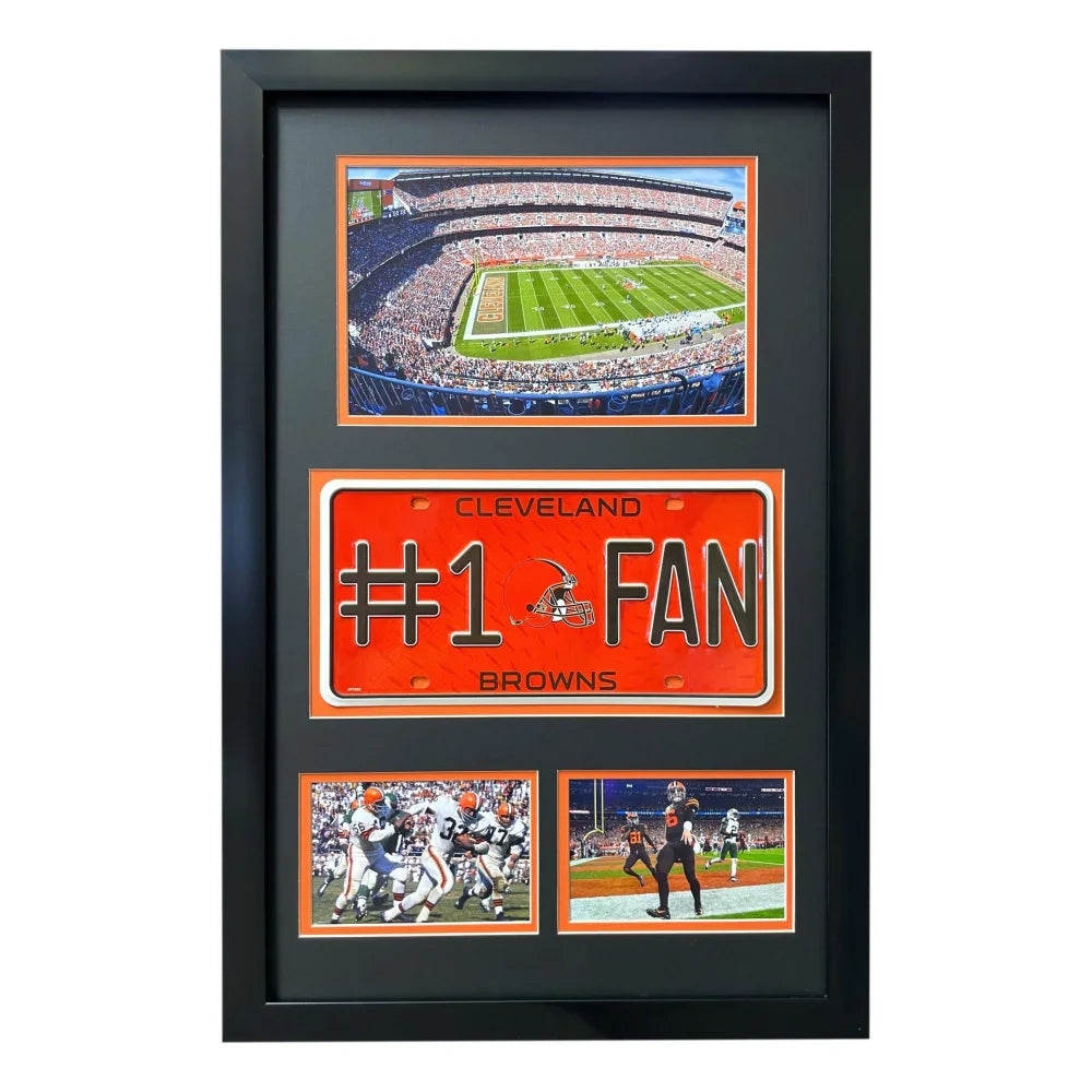 Cleveland Browns Fan License Plate Framed Collage Memorabilia Baker Mayfield Jim