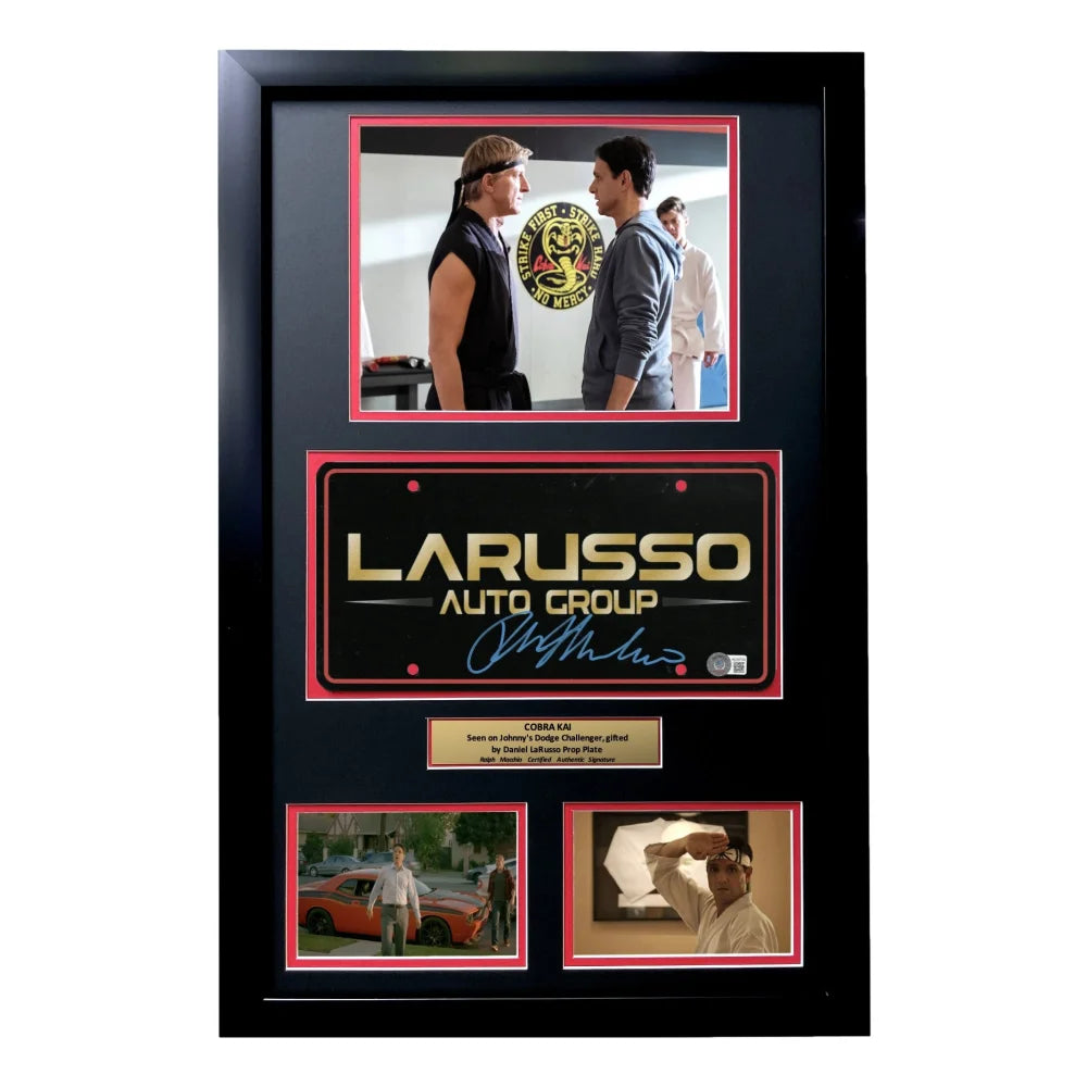 Cobra Kai Ralph Macchio Signed Movie Car License Plate Framed BAS Autographed Karate Kid