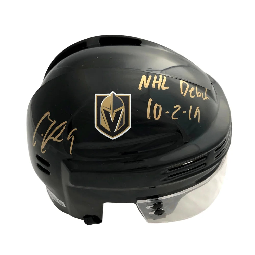 Cody Glass Signed Vegas Golden Knights Mini Helmet Inscribed ’NHL Debut 10-2-19’’ COA