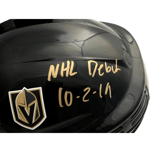 Cody Glass Signed Vegas Golden Knights Mini Helmet Inscribed ’NHL Debut 10-2-19’’ COA