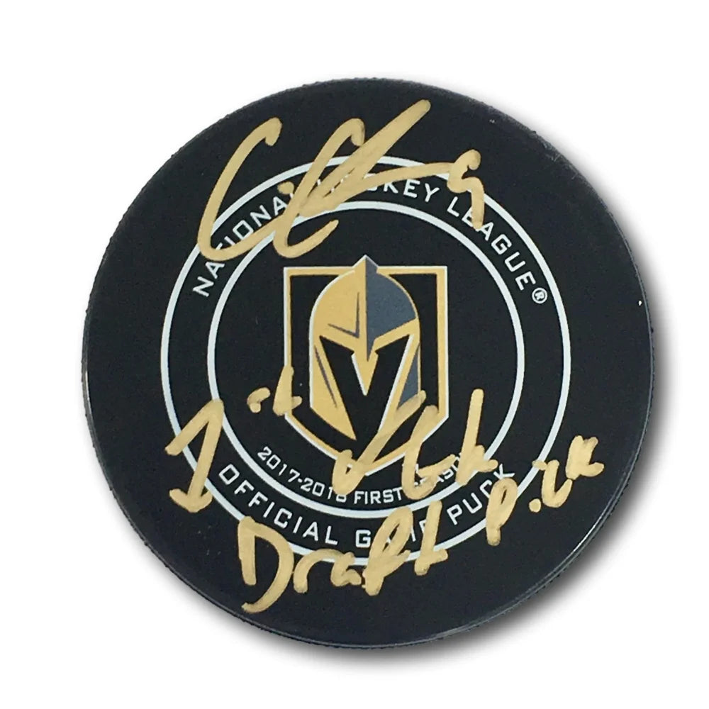 Cody Glass Signed Vegas Golden Knights Puck Inscribed W/ Case COA JSA VGK Auto