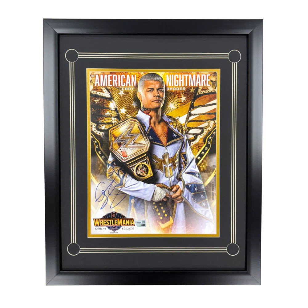 Cody Rhodes Autographed WWE Wrestlemania Las Vegas 11x14 Photo Framed Fanatics American Nightmare