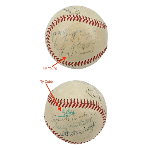 Cy Young Ty Cobb Signed + 14 Baseball ’1955 Cooperstown Hall of Famers’ JSA COA DMaggio